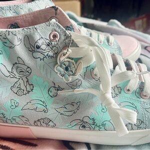 Stitch and Angel Women’s High-Top Sneakers with Charms NWOT